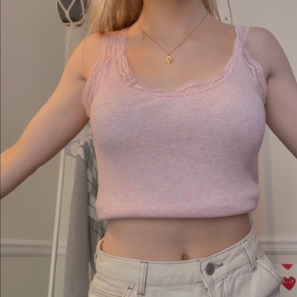 pink lace tank top